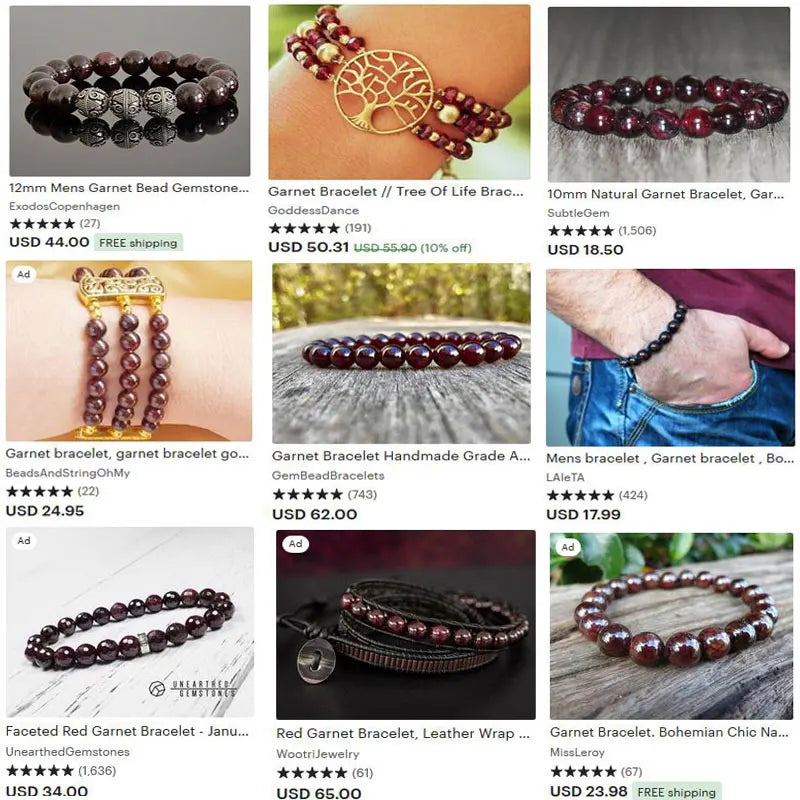 Natural Dark Red Garnet Round Beads – 15" Strand for DIY Jewelry Making (6mm / 8mm / 10mm) - Image 6