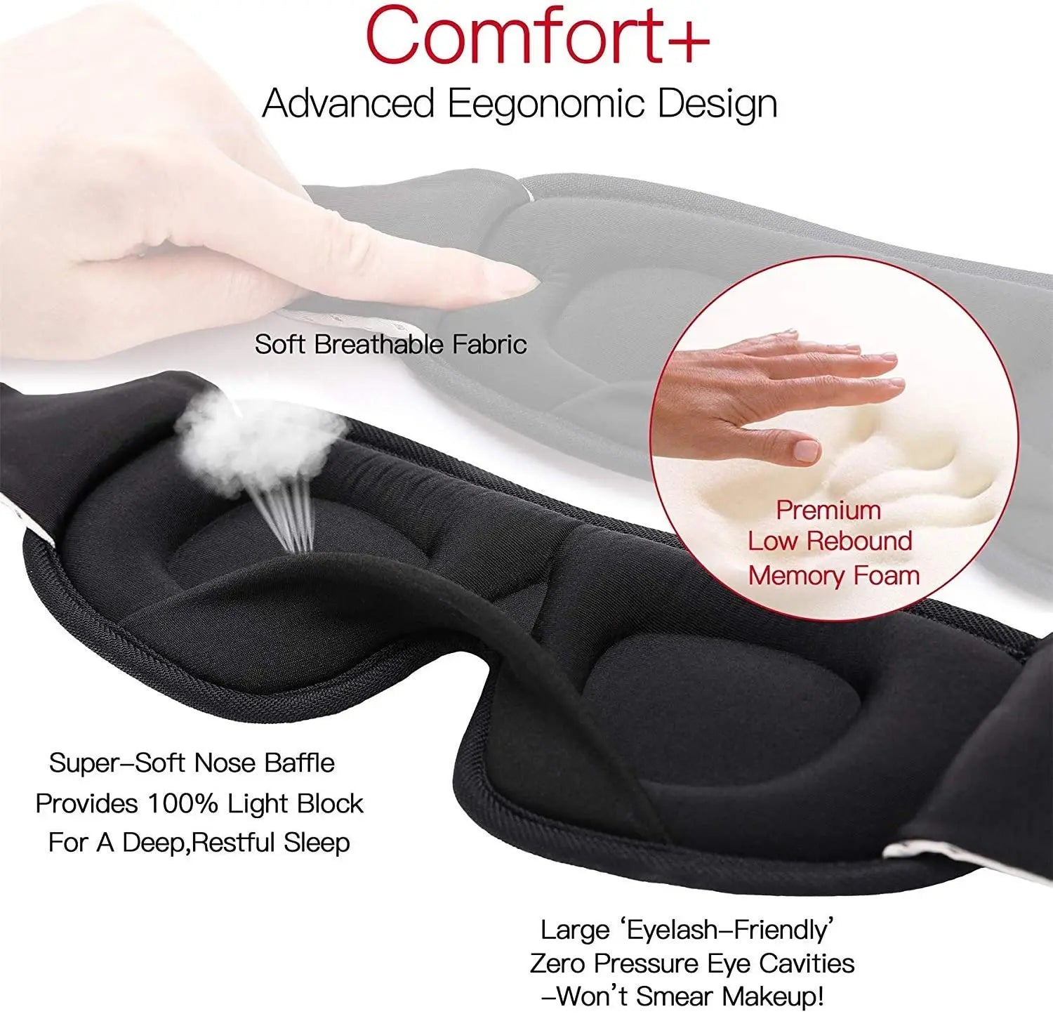 3D Sleep Mask - Soft Blockout Eye Cover for Comfortable Sleep - Image 5