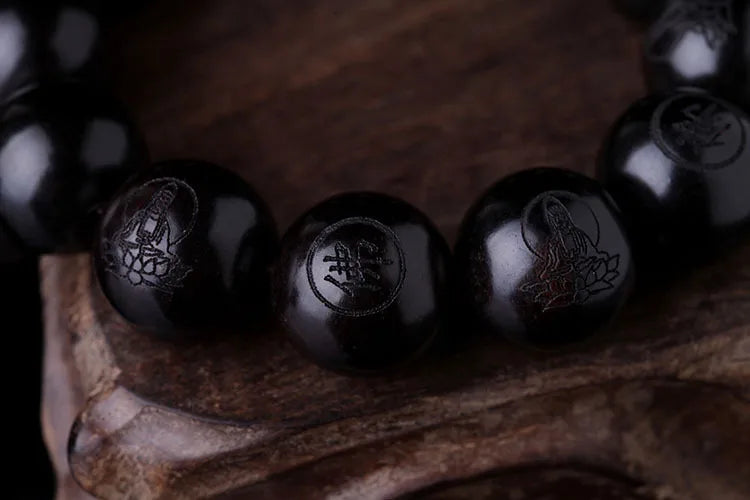 Natural Ebony Buddhist Prayer Bracelet – 15mm/20mm Beads Meditation Jewelry for Men & Women - Image 5