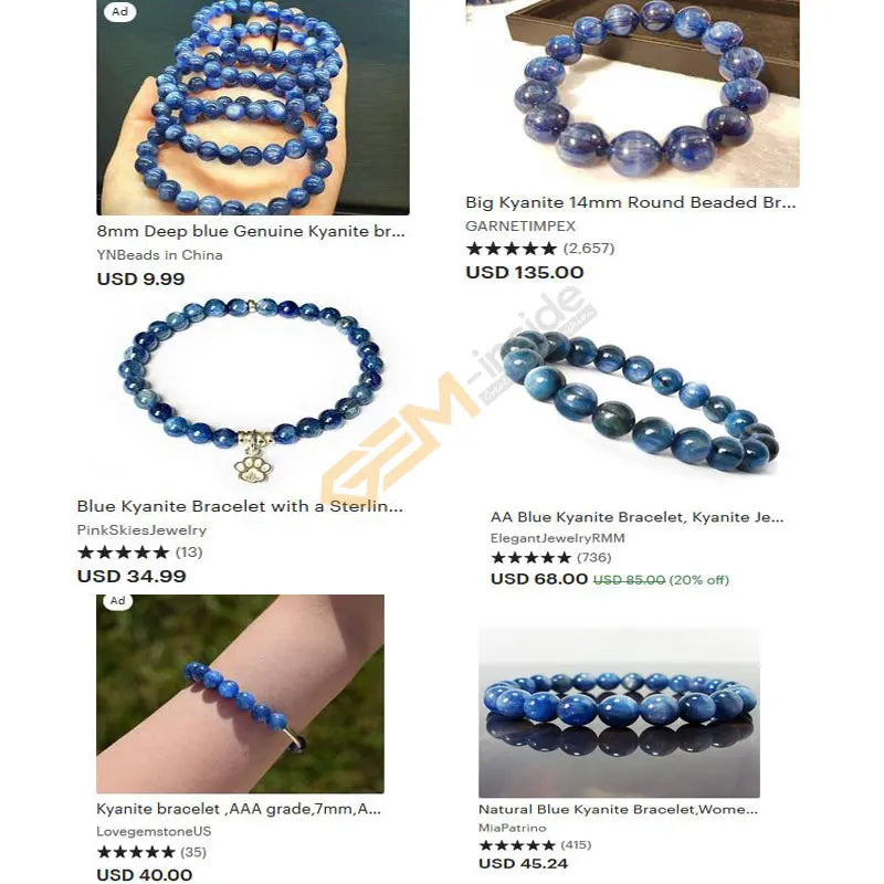 Natural Blue Kyanite Round Beads – 15" Strand for DIY Jewelry Making (4mm–12mm) - Image 6