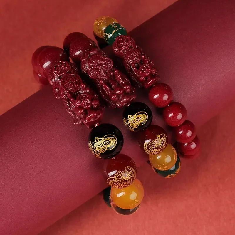Feng Shui Pixiu Cinnabar Bracelet – Lucky Chinese Charm Jewelry with Auspicious Juyun Beads - Image 2