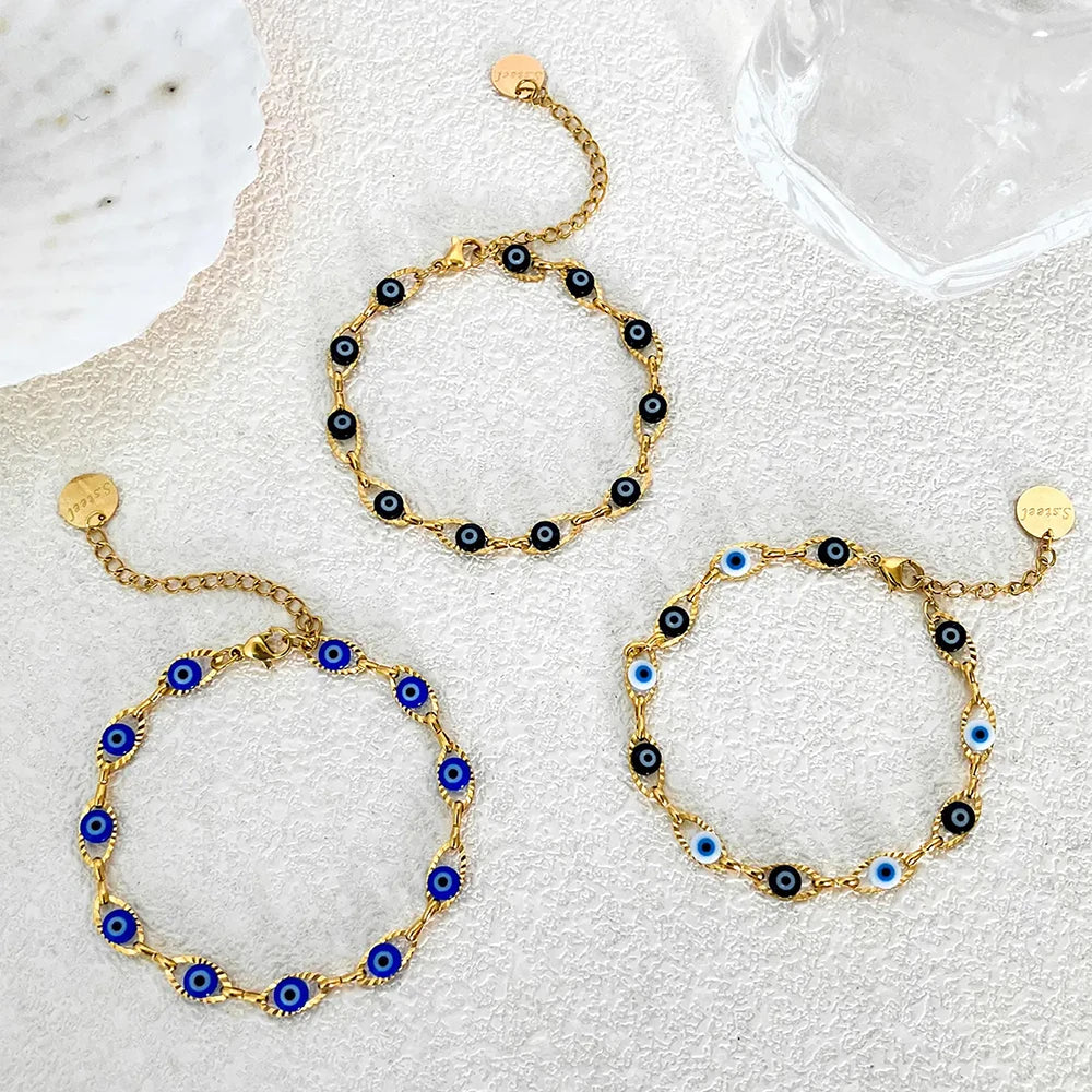 May@RZ Turkish Evil Eye Bracelet – 14K Gold Plated Stainless Steel Jewelry for Men & Women - Image 3