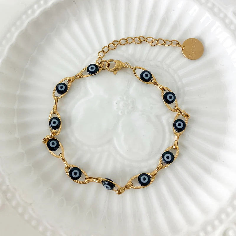 May@RZ Turkish Evil Eye Bracelet – 14K Gold Plated Stainless Steel Jewelry for Men & Women - Image 8
