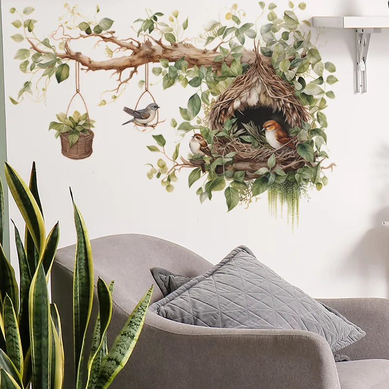 Large Chinese Style Tree Branch & Bird Wall Stickers – Self-Adhesive Decals for Living Room & Bedroom Decor - Image 2