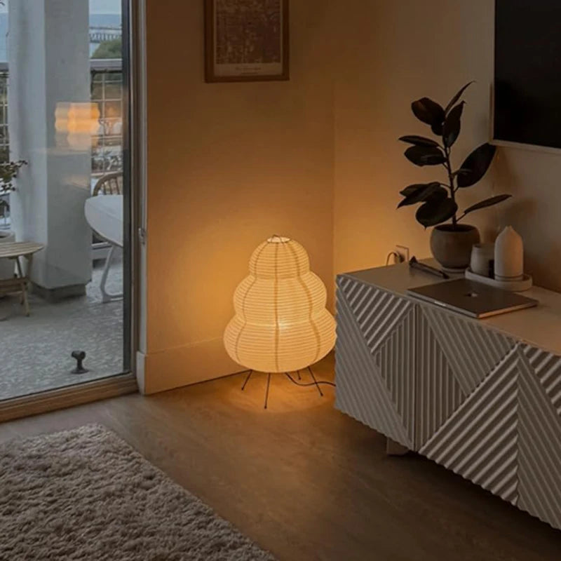 Japanese Style LED Rice Paper Desk Lamp with Tricolor Dimming - Image 2