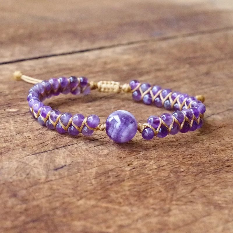 Natural Stone Braided Yoga Bracelet – Handmade Boho Charm Wrap Bracelet for Women - Image 3