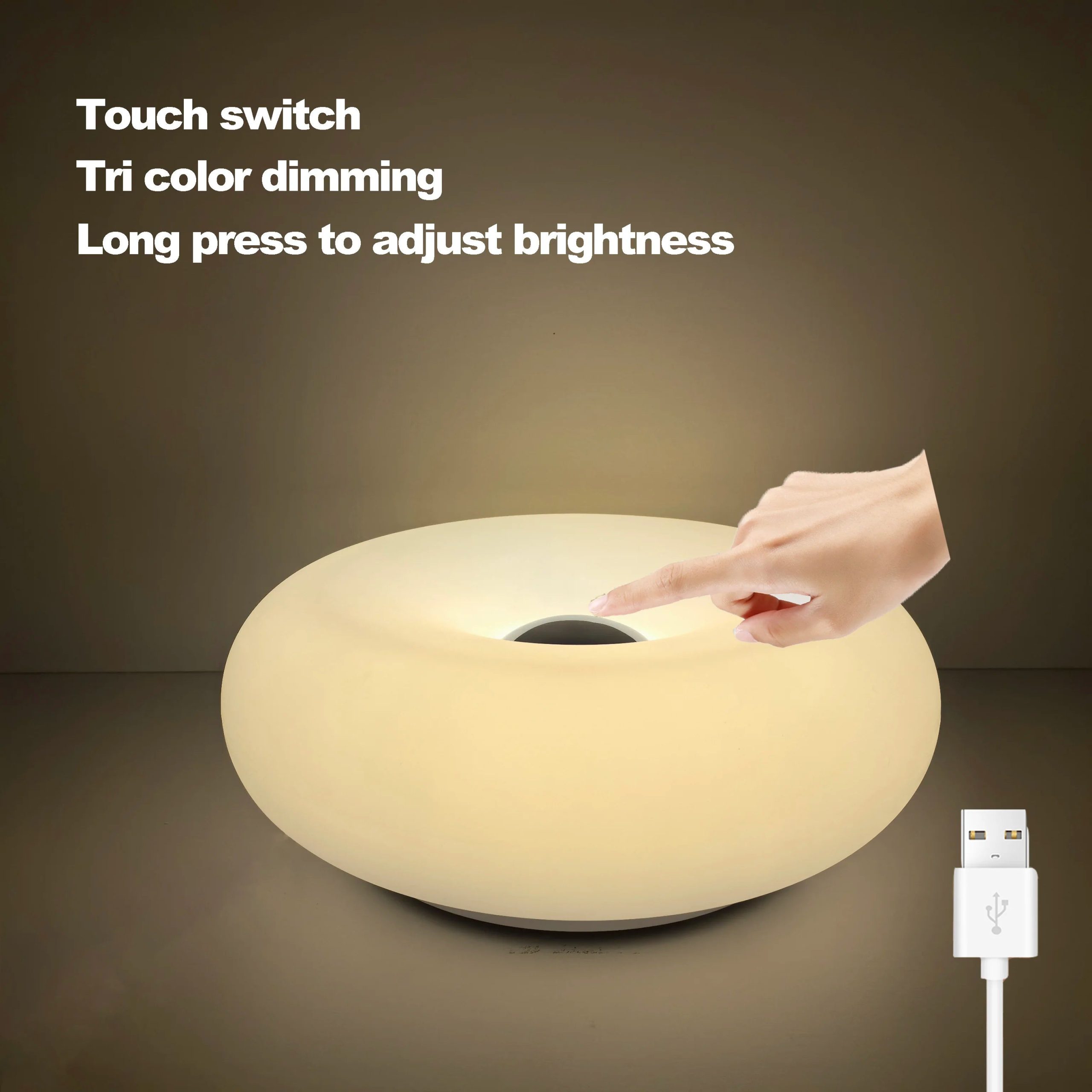 Bauhaus Donut Ambient Light – USB Plug-In Bedside Lamp for Bedroom, Living Room & Dining Room Decor - Image 11