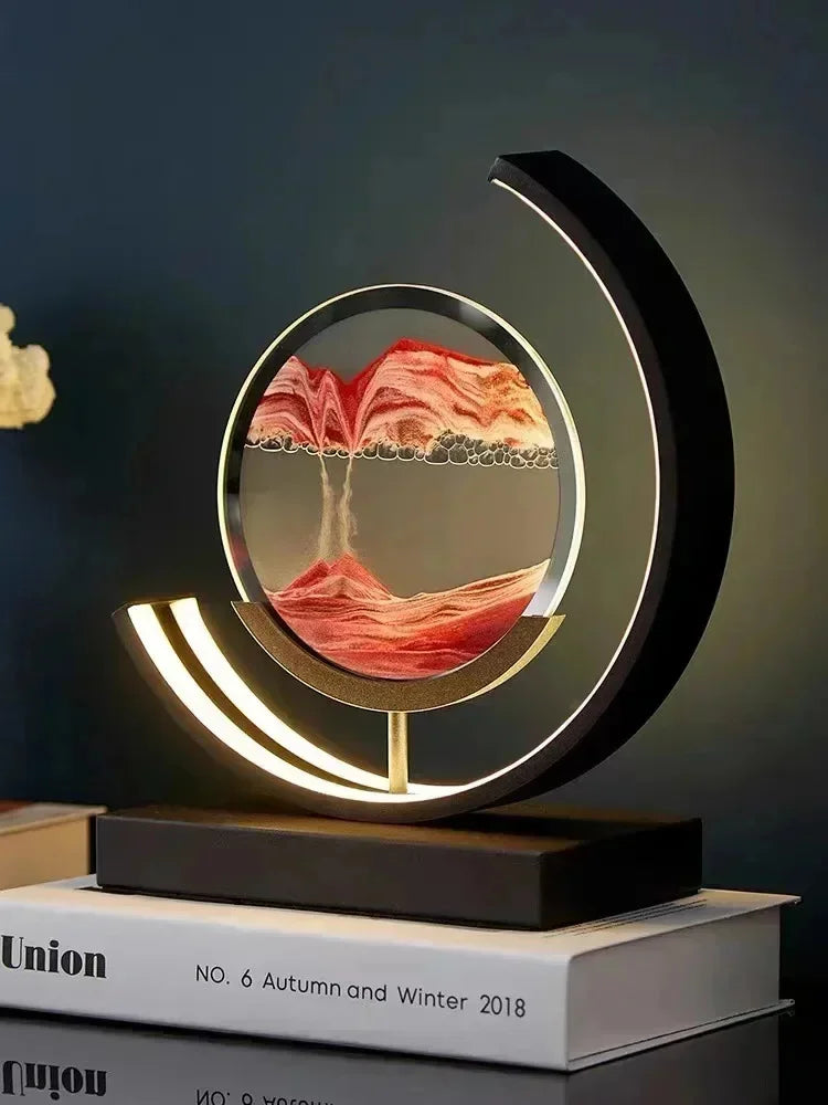 LED Moving Sand Art Table Lamp – 3D Quicksand Night Light Hourglass for Home Decor & Gifts - Image 2