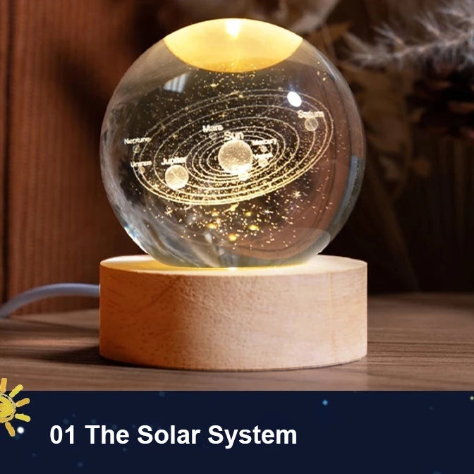 3D Crystal Ball Lamp with Galaxy Projections - Image 9