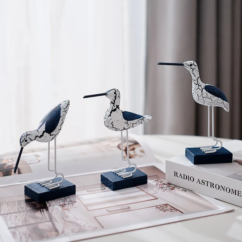 3pcs Wooden Seagull Figurine Set – Nautical Coastal Ornaments for Beach-Themed Home & Garden Decor - Image 3