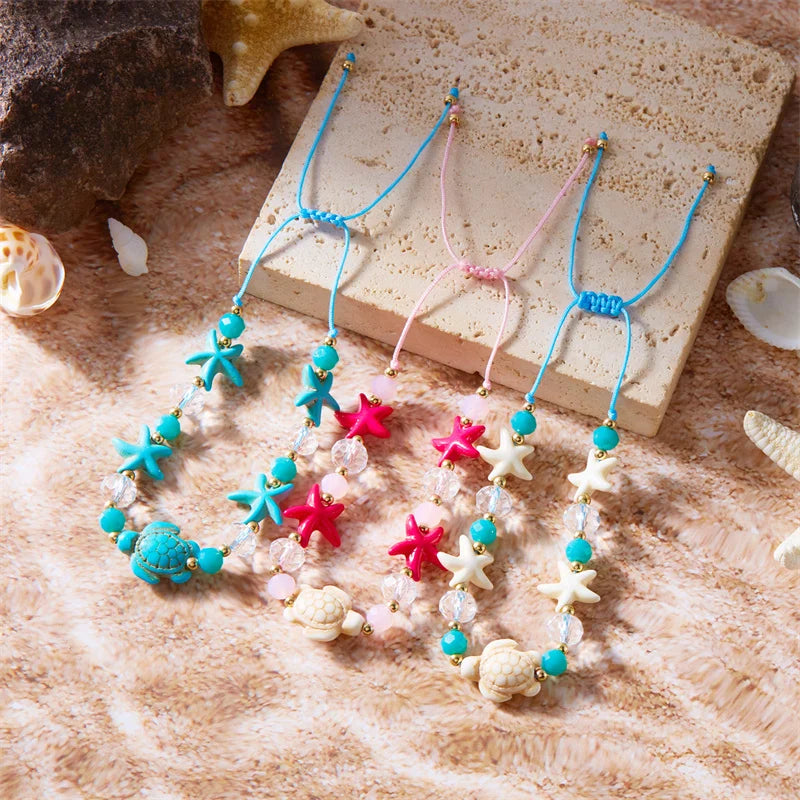 Bohemian Starfish & Conch Shell Beads Bracelet – Adjustable Summer Beach Jewelry for Women & Girls - Image 4