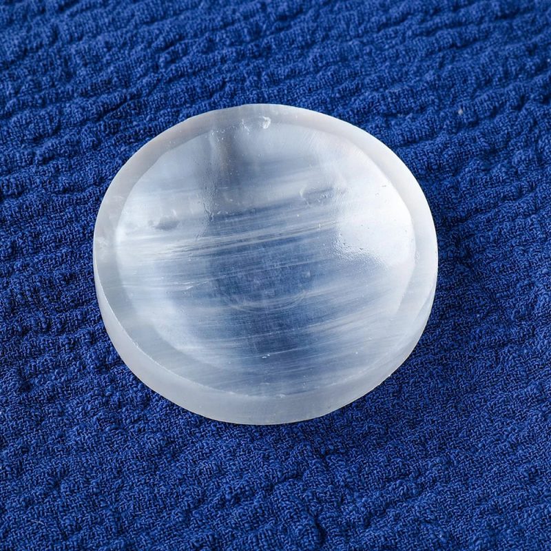 Natural Selenite Plate Round Crystal Bowl for Reiki Healing - Image 5