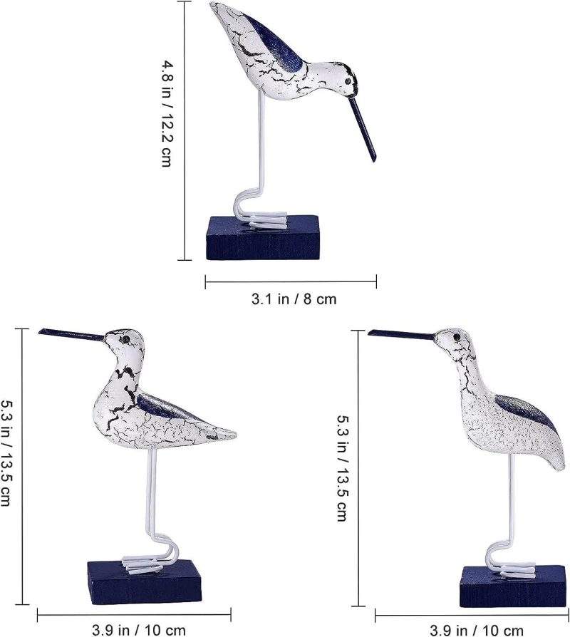 3pcs Wooden Seagull Figurine Set – Nautical Coastal Ornaments for Beach-Themed Home & Garden Decor - Image 5