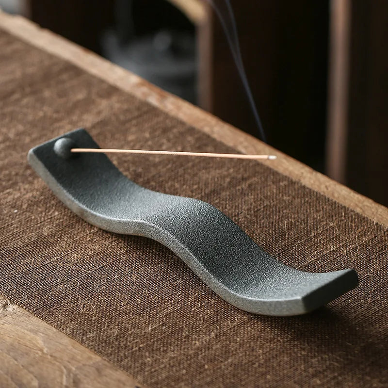 Creative Rough Ceramic Thread Incense Holder – Handmade Lying Stick Burner for Home & Yoga Room Decor - Image 8