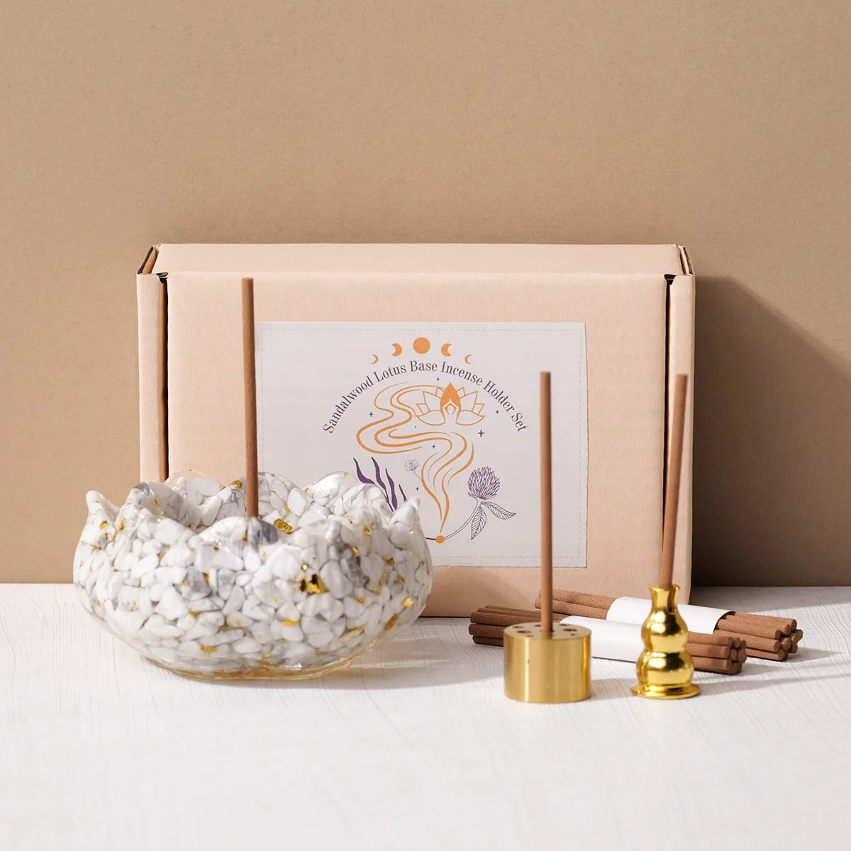 Natural Crystal Dropper Resin Cornucopia Gift Set – Reiki Candle Base & Aromatherapy Healing Decoration - Image 6