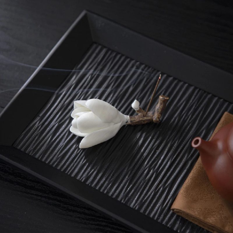 Handmade Ceramic Magnolia Flower Incense Stand - Image 2