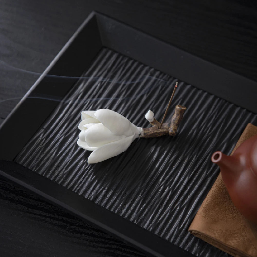Handmade Ceramic Magnolia Flower Incense Stand - Image 2