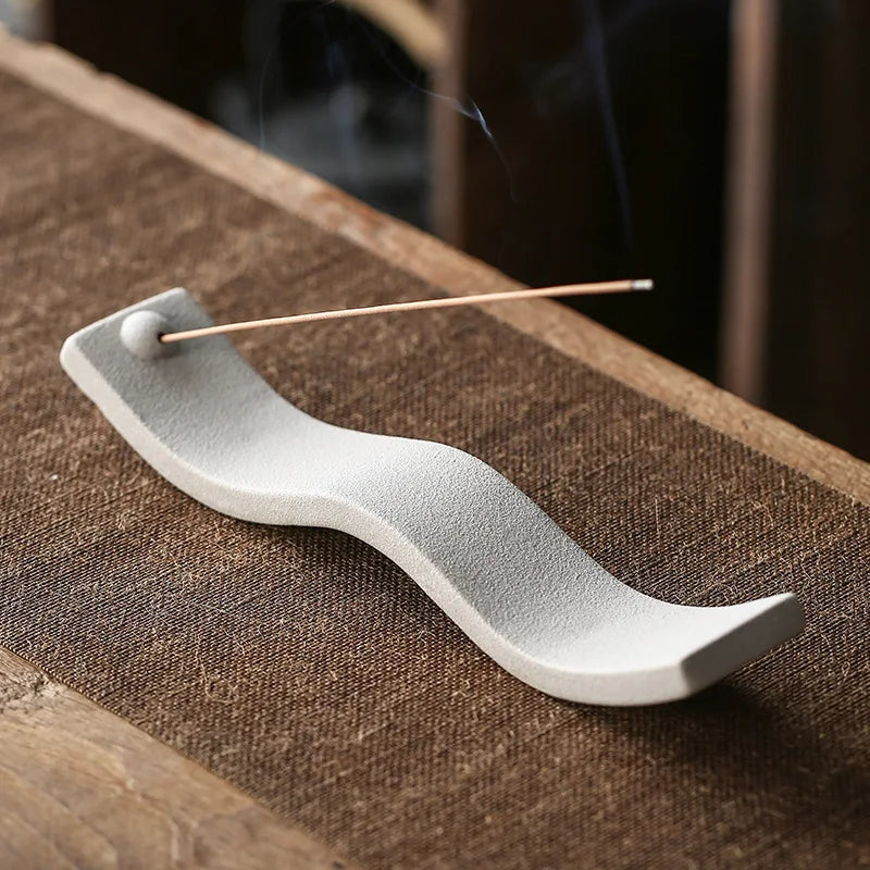 Creative Rough Ceramic Thread Incense Holder – Handmade Lying Stick Burner for Home & Yoga Room Decor - Image 7