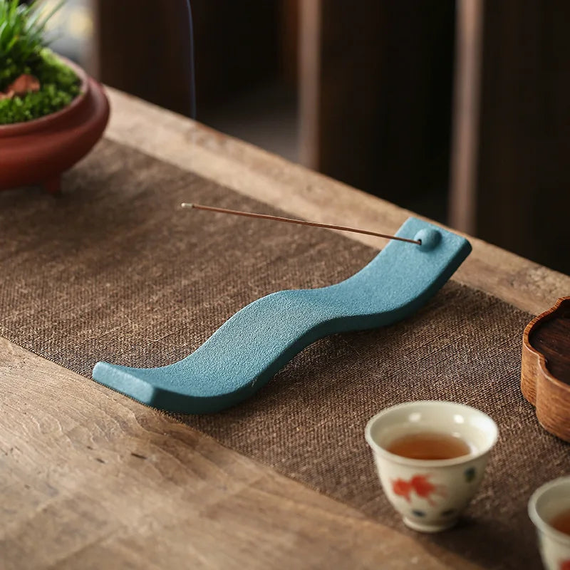 Creative Rough Ceramic Thread Incense Holder – Handmade Lying Stick Burner for Home & Yoga Room Decor - Image 4
