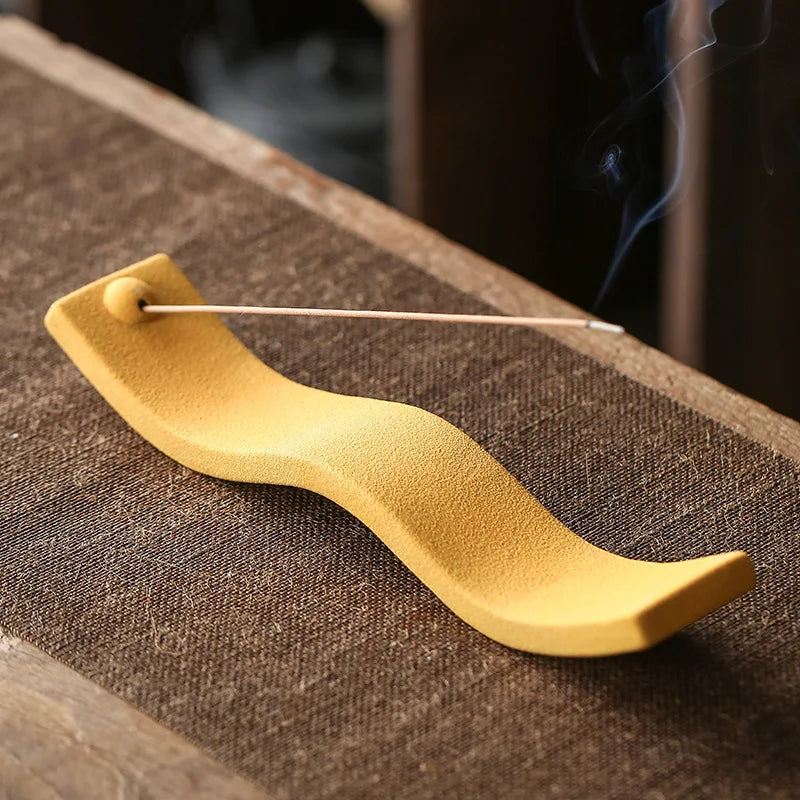 Creative Rough Ceramic Thread Incense Holder – Handmade Lying Stick Burner for Home & Yoga Room Decor - Image 5