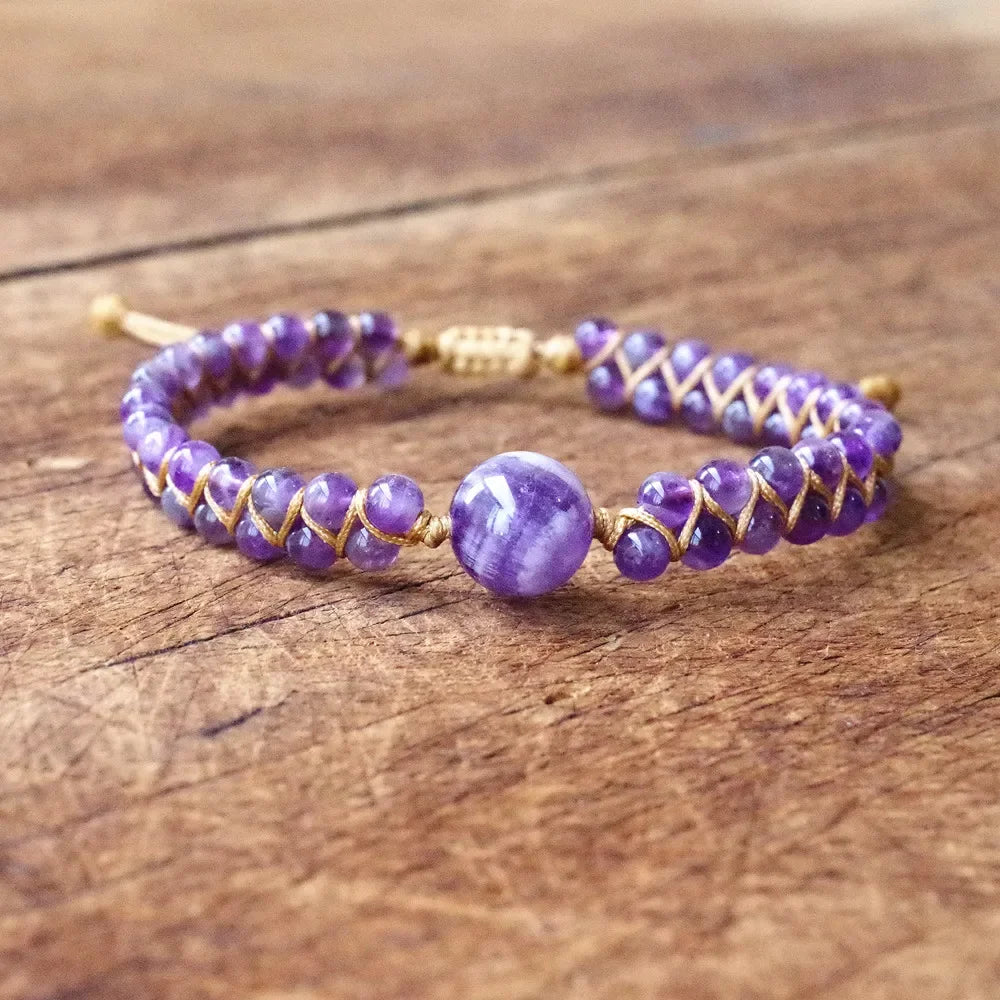Natural Stone Braided Yoga Bracelet – Handmade Boho Charm Wrap Bracelet for Women - Image 2