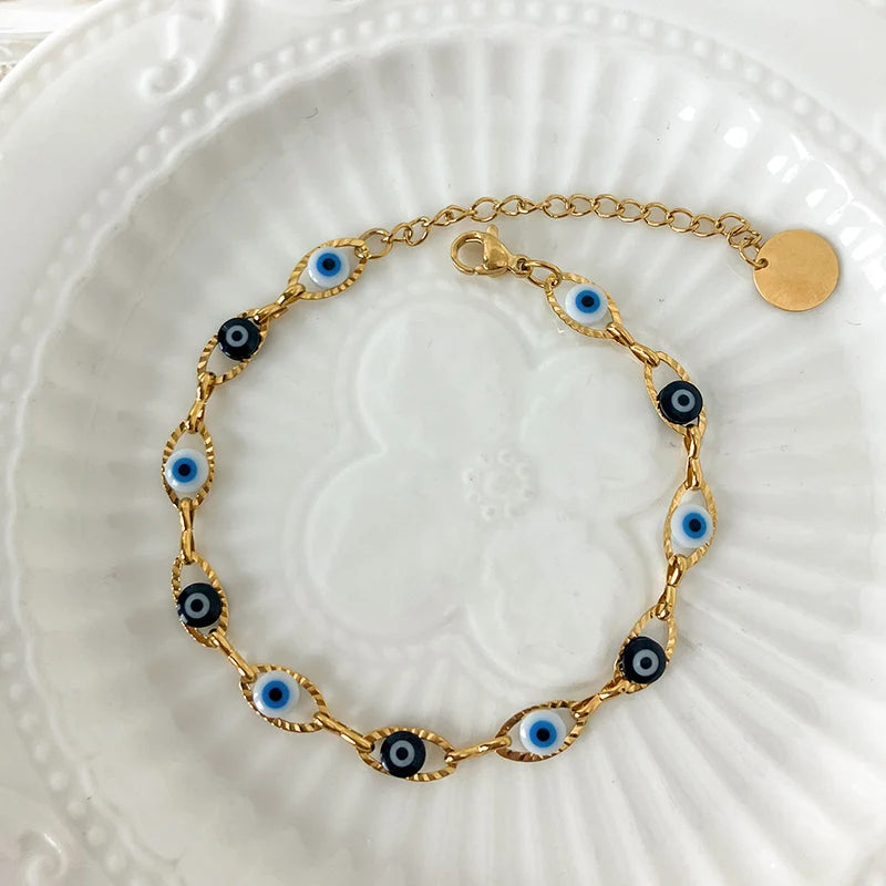 May@RZ Turkish Evil Eye Bracelet – 14K Gold Plated Stainless Steel Jewelry for Men & Women - Image 6
