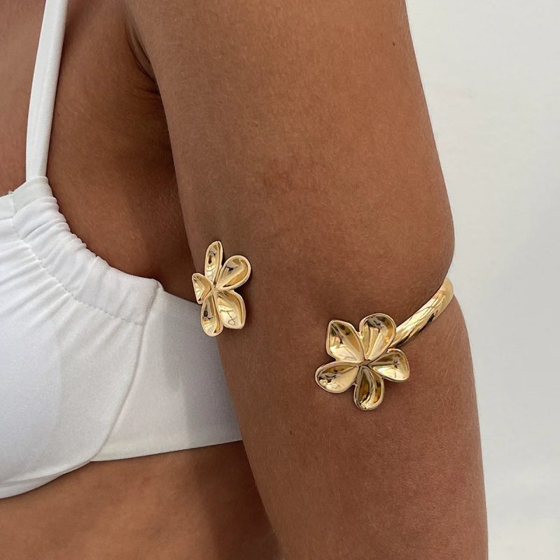 Boho Metal Starfish Open Cuff Bangle – Gold Color Geometric Arm Bracelet for Women - Image 7