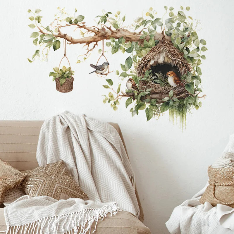 Large Chinese Style Tree Branch & Bird Wall Stickers – Self-Adhesive Decals for Living Room & Bedroom Decor - Image 3
