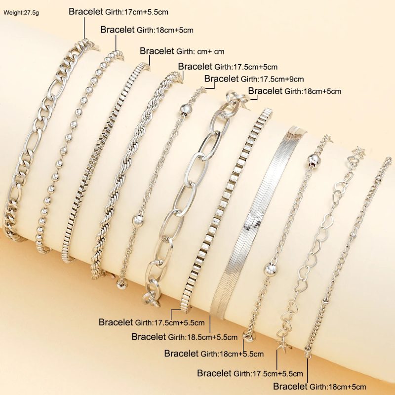 11Pcs/Set Boho Twisted Flat Snake Chain Anklet – Vintage Summer Beach Ankle Bracelet Set for Women - Image 6