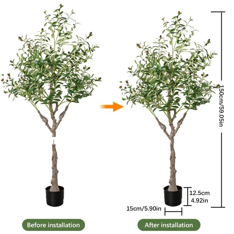 Artificial Olive Tree with Pot – 4/5/6FT Tall Faux Plant with Fruit for Room & Holiday Decor - Image 8