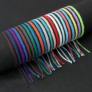 Adjustable Waterproof Wax String Bracelet – Handmade Tibetan Buddhist Friendship & Prayer Jewelry