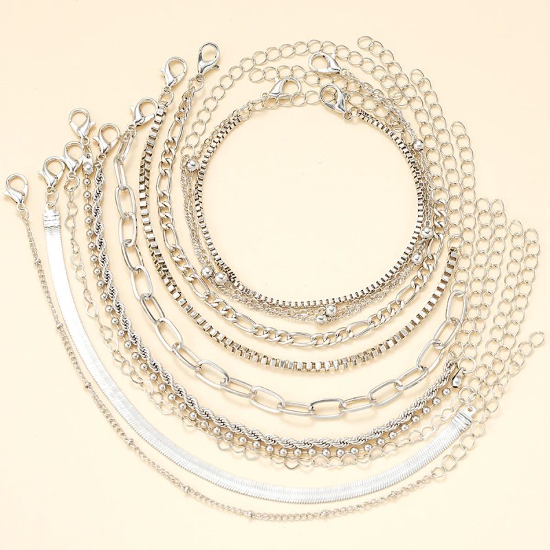 11Pcs/Set Boho Twisted Flat Snake Chain Anklet – Vintage Summer Beach Ankle Bracelet Set for Women - Image 5