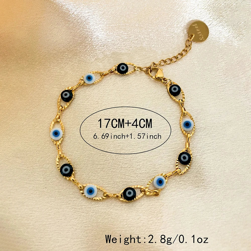 May@RZ Turkish Evil Eye Bracelet – 14K Gold Plated Stainless Steel Jewelry for Men & Women - Image 2
