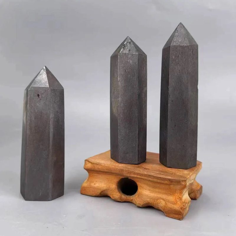 1PC Natural Schungite Tower – Black Shungite Crystal Wand for Energy Healing, Reiki & Meditation - Image 2