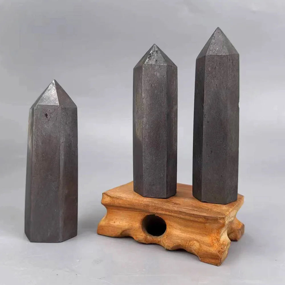 1PC Natural Schungite Tower – Black Shungite Crystal Wand for Energy Healing, Reiki & Meditation - Image 2