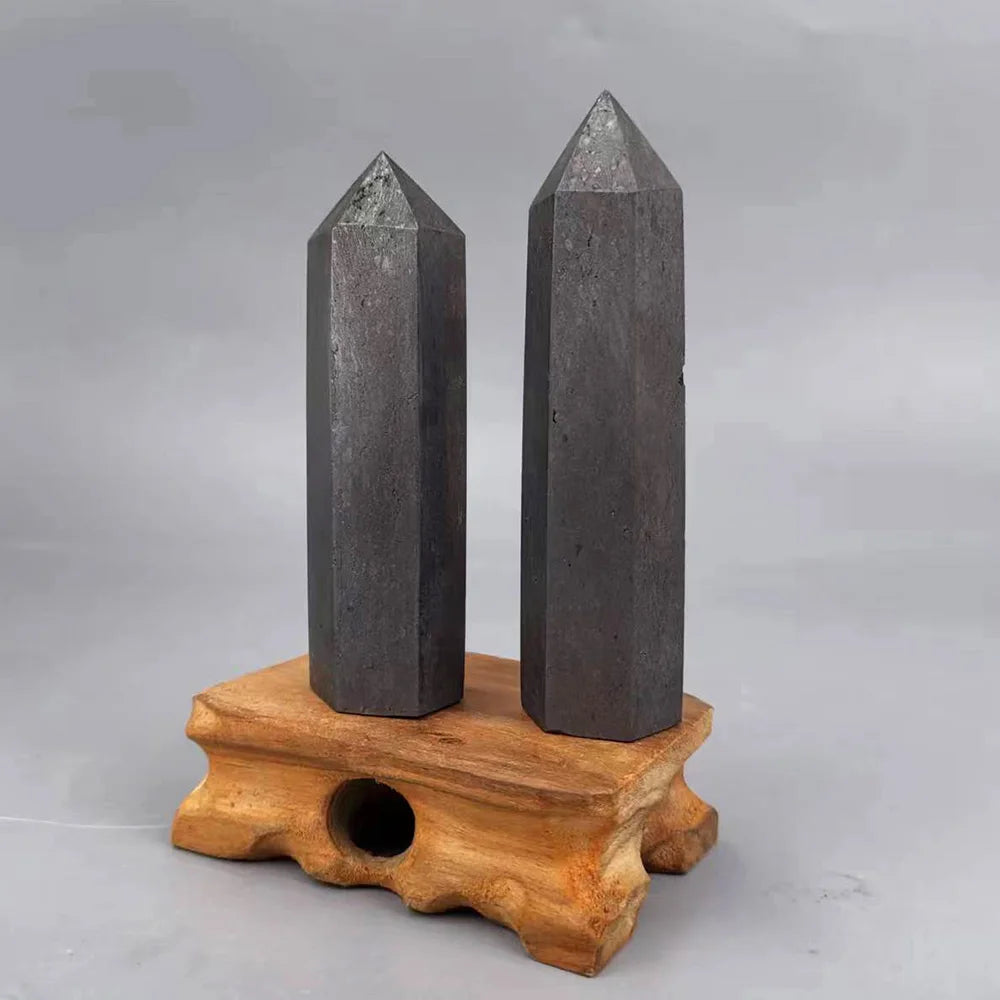 1PC Natural Schungite Tower – Black Shungite Crystal Wand for Energy Healing, Reiki & Meditation - Image 4