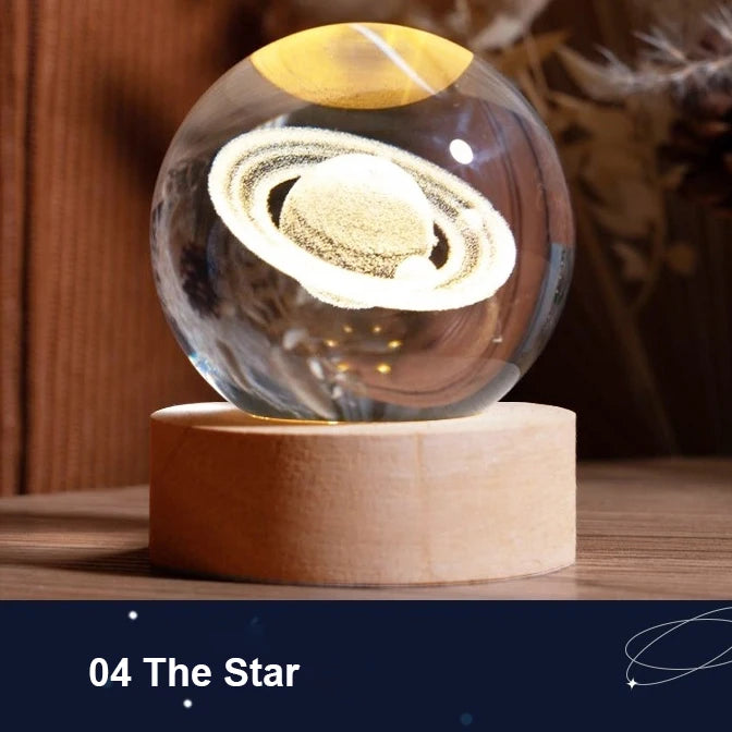 3D Crystal Ball Lamp with Galaxy Projections - Image 8